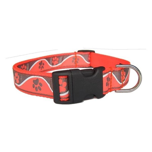 Sassy Dog Wear Sassy Dog Wear PAW WAVE ORANGE1-C Paw Waves Orange Dog Collar - Adjusts 6-12 in. - Extra Small PAW WAVE ORANGE1-C